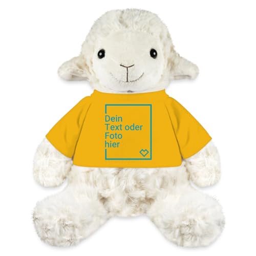 Spreadshirt Kuscheltier Schaf Selbst Gestalten Mit Foto Oder Text | Plüschtier Personalisiert Kuscheltier Plüsch Schaf Annika, One Size, Sonnengelb von Spreadshirt