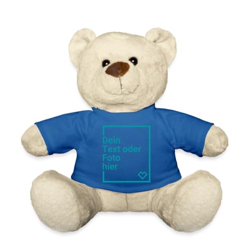 Spreadshirt Personalisierbarer Teddy Kuscheltier Selbst Gestalten mit Text und Foto Teddy, One Size, Königsblau von Spreadshirt