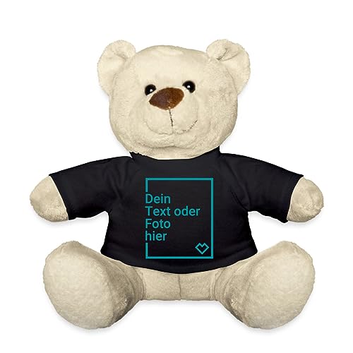 Spreadshirt Personalisierbarer Teddy Kuscheltier Selbst Gestalten mit Text und Foto Teddy, One Size, Schwarz von Spreadshirt