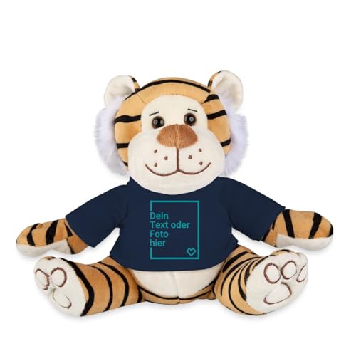 Spreadshirt Tiger Kuscheltier Selbst Gestalten Mit Foto Oder Text | Plüschtier Personalisiert Plüschtiger, One Size, French Navy von Spreadshirt