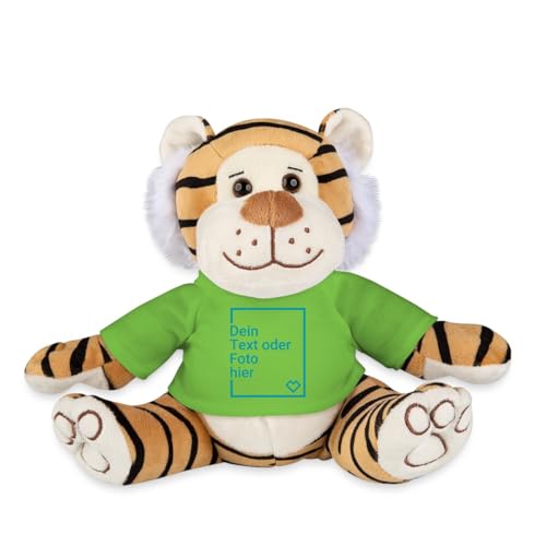 Spreadshirt Tiger Kuscheltier Selbst Gestalten Mit Foto Oder Text | Plüschtier Personalisiert Plüschtiger, One Size, Hellgrün von Spreadshirt