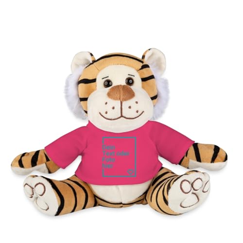 Spreadshirt Tiger Kuscheltier Selbst Gestalten Mit Foto Oder Text | Plüschtier Personalisiert Plüschtiger, One Size, Pink von Spreadshirt