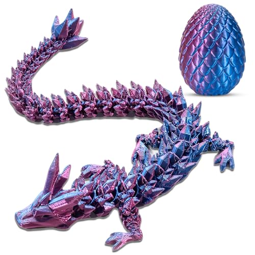 2 StüCk Drachenei,3D Gedrucktes Drachenei,3D Gedruckter Drache-22cm Designsbewegliche,Geheimnisvolle Drachen Spielzeug Realistische– Bunte (Rot-Blau) von Sprießen