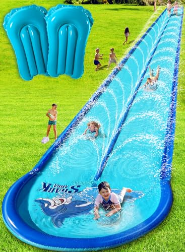 Rutsch- und Wasserrutsche für Kinder und Erwachsene, Hinterhof, 9,8 m, mit extra großen, aufblasbaren Schutzschienen und Dual-Wege-Wassersprüher, robustes und extra langes Design mit zwei aufblasbaren Rutsch- und Wasserrutsche für Kinder und Erwachsene, Hinterhof, 9,8 m, mit extra großen, aufblasbaren Schutzschienen und Dual-Wege-Wassersprüher, robustes und extra langes Design mit zwei aufblasbaren von Spring Water