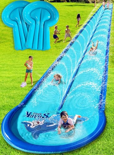 Rutsch- und Wasserrutsche für Kinder und Erwachsene, Hinterhof, 9,8 m, mit extra großen, aufblasbaren Schutzschienen und Dual-Wege-Wassersprüher, robustes und extra langes Design mit zwei aufblasbaren Rutsch- und Wasserrutsche für Kinder und Erwachsene, Hinterhof, 9,8 m, mit extra großen, aufblasbaren Schutzschienen und Dual-Wege-Wassersprüher, robustes und extra langes Design mit zwei aufblasbaren von Spring Water