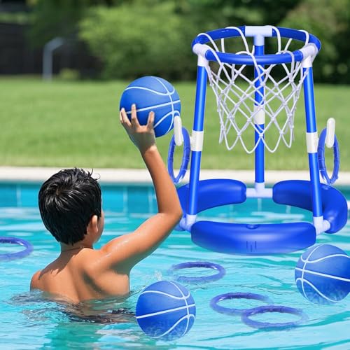 SpringFlower - Basketballreifen für Pool, Sommerpool, schwimmendes Spielzeug für Basketballpool, 2-in-1, für Kinder und Erwachsene, Sommerpool, Spiel im Freien mit Ring von SpringFlower