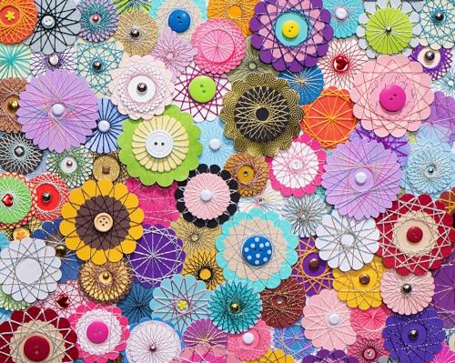 Springbok Bloomin Buttons Puzzle für Erwachsene, 1000 Teile, von Künstlerin Linda Stewart, mit einem Foto Einer floralen Komposition aus Knöpfen und Papier Springbok Bloomin Buttons Puzzle für Erwachsene, 1000 Teile, von Künstlerin Linda Stewart, mit einem Foto Einer floralen Komposition aus Knöpfen und Papier von Springbok
