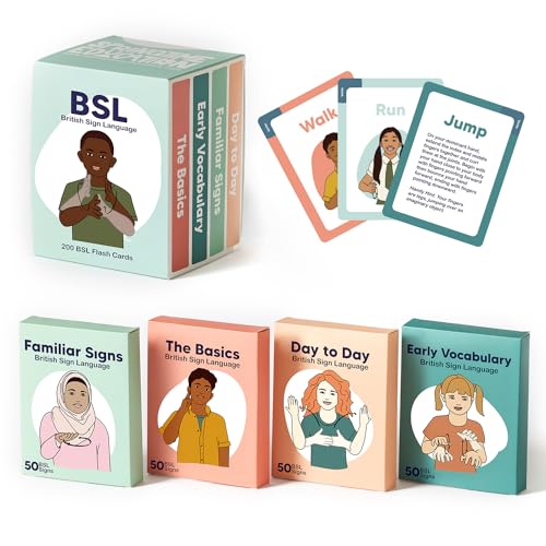 BSL Lernkarten in Gebärdensprache, 200 Lernkarten für Anfänger, Kinder, Jugendliche und Erwachsene von Springtime Education