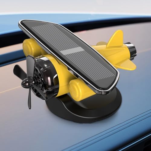 Lustige solarbetriebene Flugzeugdekoration mit 360-Grad-Drehung für Autos (gelb) von Springwillfly