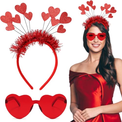 1 Pc Brille Herzform Dekor Stirnband, 1 Pack Randlose Brille In Herzform, Herzherzige Haarreifen FüR GeburtstagshaarzubehöR Valentinstag, Herz Haarreif Rot, Liebe Herz Haarreifen von Sprinlot