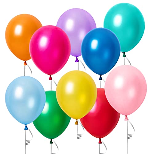 100 Stück Luftballons Bunt, 12 Zoll Farben Latex Ballons, Blau Rosa Weiß Helium Balloons mit Bändern, Partyballon Dekorationen für Geburtstage Hochzeit Valentinstag Graduierung Kommunion Thema Party von Sprinlot