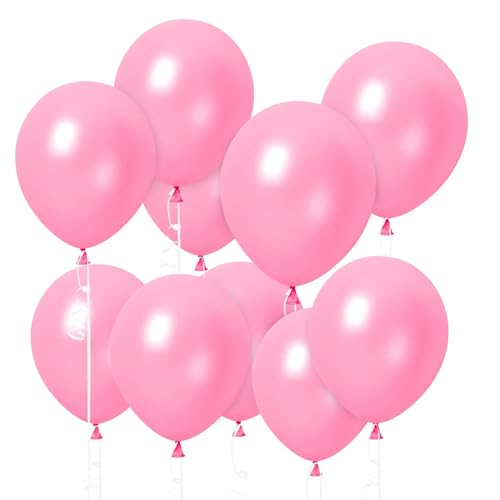 100 Stück Rosa Luftballons, 12 Zoll Rosa Latex Ballons, Rosa Helium Balloons Partyballon für Hochzeit Valentinstag Geburtstag Taufe Kommunion JGA Party Deko von Sprinlot