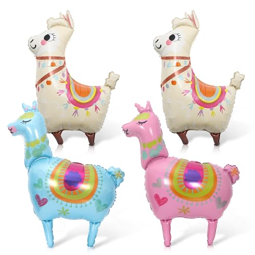 4 Stück Lama Folienballon, XXL Alpaka Luftballon, Lama Riesenballon, Gigante Tiere Helium Ballons, Groß Alpaka Tier-Ballon für Kinder Geburtstag Hochzeit Party Urlaub Dschungel Zoo Deko von Sprinlot