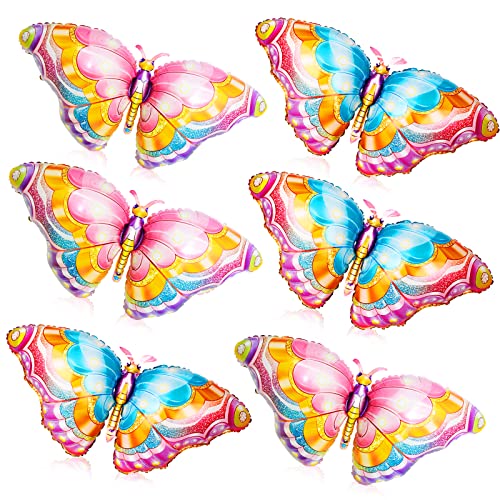 6 Stücke Schmetterlings Folienballon, Schmetterling Mylar Luftballon, Bunte Schmetterling Aluminiumfolie Ballons, Helium ballon für Schmetterling Themen Party Hochzeit Geburtstag von Sprinlot