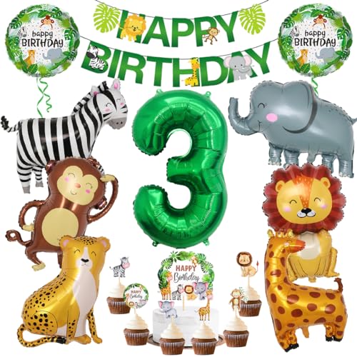 Dschungel Deko 3 Geburtstag, 3 jahr Kinder Geburtstagsdeko, Safari Tiere Folienballon 3, 17 Stück Wild Party Geburtstags Dekoration, Waldtiere Grüner Luftballon für Mädchen Junge Kinder Geburtstag Dschungel Deko 3 Geburtstag, 3 jahr Kinder Geburtstagsdeko, Safari Tiere Folienballon 3, 17 Stück Wild Party Geburtstags Dekoration, Waldtiere Grüner Luftballon für Mädchen Junge Kinder Geburtstag von Sprinlot