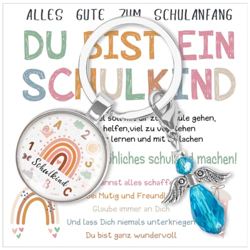 Einschulung Mädchen Geschenk, Schutzengel Schultüte Schlüsselanhänger, Blau Schulkind Schultüte Füllung, Schulanfang Glücksbringer Geschenke, 2024 Erster Schultag Mutmacher plus Grußkarte Kinder Einschulung Mädchen Geschenk, Schutzengel Schultüte Schlüsselanhänger, Blau Schulkind Schultüte Füllung, Schulanfang Glücksbringer Geschenke, 2024 Erster Schultag Mutmacher plus Grußkarte Kinder von Sprinlot