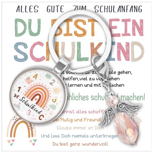 Einschulung Mädchen Geschenk, Schutzengel Schultüte Schlüsselanhänger, Rosa Schulkind Schultüte Füllung, Schulanfang Glücksbringer Geschenke, 2024 Erster Schultag Mutmacher plus Grußkarte Kinder Einschulung Mädchen Geschenk, Schutzengel Schultüte Schlüsselanhänger, Rosa Schulkind Schultüte Füllung, Schulanfang Glücksbringer Geschenke, 2024 Erster Schultag Mutmacher plus Grußkarte Kinder von Sprinlot