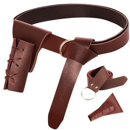Mittelalterlicher Kunstledergürtel + Leder Schwert Holster, Wikinger Gürtel, Schwerthalter Gürtel, Vintage Kunstleder Gürtel Und Seitentasche Set, Für Halloween Cosplay Ritter Pirate Kostüm Mittelalterlicher Kunstledergürtel + Leder Schwert Holster, Wikinger Gürtel, Schwerthalter Gürtel, Vintage Kunstleder Gürtel Und Seitentasche Set, Für Halloween Cosplay Ritter Pirate Kostüm von Sprinlot