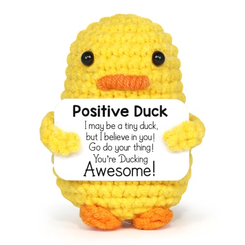 Positive Duck Puppe, Pocket Hug Mini Plush, Duck Spielzeug mit Aufmunterung Karte, Kreative Strickwolle Duck-Häkelpuppe, Geschenk für Freunde Geburtstags Weihnachten Abschieds Motivations Positive Duck Puppe, Pocket Hug Mini Plush, Duck Spielzeug mit Aufmunterung Karte, Kreative Strickwolle Duck-Häkelpuppe, Geschenk für Freunde Geburtstags Weihnachten Abschieds Motivations von Sprinlot