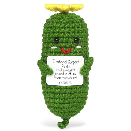 Positive Gurken Puppe, Pocket Hug Mini Plush, Saure Gurken Spielzeug mit Aufmunterung Karte, Kreative Strickwolle Pickle-Häkelpuppe, Geschenk für Freunde Geburtstags Weihnachten Abschieds Motivations Positive Gurken Puppe, Pocket Hug Mini Plush, Saure Gurken Spielzeug mit Aufmunterung Karte, Kreative Strickwolle Pickle-Häkelpuppe, Geschenk für Freunde Geburtstags Weihnachten Abschieds Motivations von Sprinlot