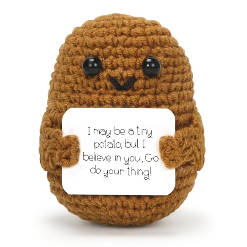 Positive Kartoffel Puppe, Pocket Hug Mini Potato, Kreative Strickwolle Kartoffel-Häkelpuppe mit Aufmunterung Karte, Geschenk für Frauen Freundin Geburtstags Weihnachten Abschieds Motivations A27-2 von Sprinlot