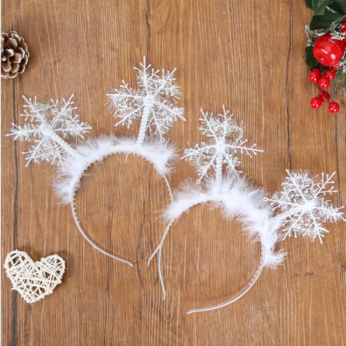 Sprinlot 2Pcs Haarreif Schneeflocke, Schneeflocken Haarreifen, Weihnachts-Stirnbänder, Schneeflocken Haarband, Silvester Haarreif, Silvester Kopfschmuck von Sprinlot