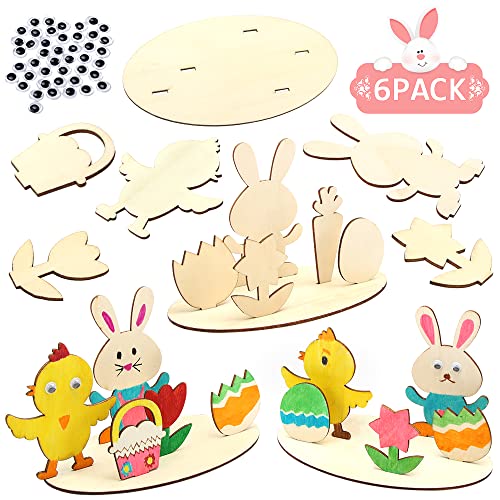 Sprinlot Hasen und Küken aus Holz zum Bemalen, DIY Osterhase Deko mit Bunte Mini Pompons und Kulleraugen, 3D Osterhase Bastelset, Holz Bastelset Kinder für Bastelzubehör Dekorationen Sprinlot Hasen und Küken aus Holz zum Bemalen, DIY Osterhase Deko mit Bunte Mini Pompons und Kulleraugen, 3D Osterhase Bastelset, Holz Bastelset Kinder für Bastelzubehör Dekorationen von Sprinlot