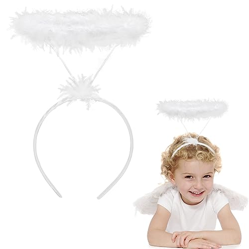 Sprinlot Haarreif Heiligenschein, Haarreif für Engel Weiß, Engel Kopfschmuck, Haarreif Halloween Fasching Karneval Party, Accessoire als Ergänzung zum Engel Kostüm von Sprinlot