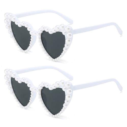 Sprinlot Herz Sonnenbrille Weiß, Herzform Partybrille, Heart Shaped Brilles, Hochzeit Brille für Fasching Foto Requisiten Geburtstags von Sprinlot
