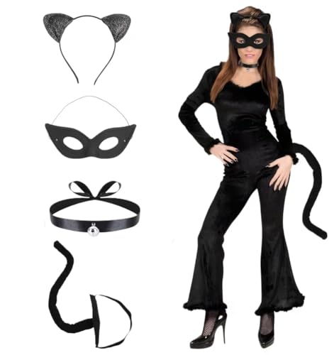Sprinlot Katzenkostüm Damen, CatMaske Kostüm Damen, Katzenohren Haarreif Schwanz Halskette Masken, Cat Maske, Cat Accessoires Damen, Halloween Karneval Cosplay Party Sprinlot Katzenkostüm Damen, CatMaske Kostüm Damen, Katzenohren Haarreif Schwanz Halskette Masken, Cat Maske, Cat Accessoires Damen, Halloween Karneval Cosplay Party von Sprinlot