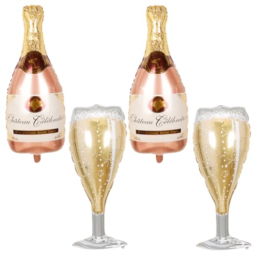 4 Stück Champagner Folienballon, XXL Wein Flaschen Helium Ballon, Rosegold Sektflasche Ballons, Weinglas Riesenballon für Jubiläum Geburtstag Urlaub Hochzeit Bierthema Party Hochzeit Festival 4 Stück Champagner Folienballon, XXL Wein Flaschen Helium Ballon, Rosegold Sektflasche Ballons, Weinglas Riesenballon für Jubiläum Geburtstag Urlaub Hochzeit Bierthema Party Hochzeit Festival von Sprinlot