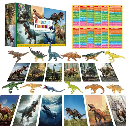 12 Dinosaurier-Figuren mit 12 Einführungskarten, Tragbare Dinosaurier-Figuren Montessori Spielzeug Wissenschaftliches Lernspiel für Homeschool Vorschule Kleinkinder Kinder 12 Dinosaurier-Figuren mit 12 Einführungskarten, Tragbare Dinosaurier-Figuren Montessori Spielzeug Wissenschaftliches Lernspiel für Homeschool Vorschule Kleinkinder Kinder von SpriteGru