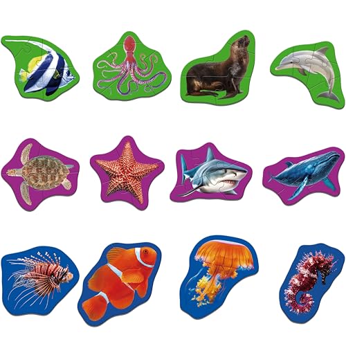 12er-Pack Meerestier-Puzzles, 48-teilige Schritt-für-Schritt-Tierpuzzles, realistische Meerestier-Puzzles mit Namensanleitung, frühes Lernen für Kinder ab 3 Jahren 12er-Pack Meerestier-Puzzles, 48-teilige Schritt-für-Schritt-Tierpuzzles, realistische Meerestier-Puzzles mit Namensanleitung, frühes Lernen für Kinder ab 3 Jahren von SpriteGru