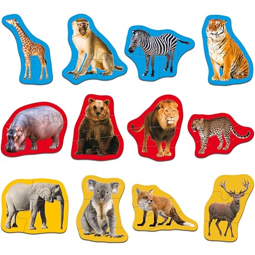 12er-Pack Wildtier-Puzzles, 48-teilige Schritt-für-Schritt-Tierpuzzles, realistische Safari-Tierpuzzles mit Namensanleitung, frühes Lernen für Kinder ab 3 Jahren 12er-Pack Wildtier-Puzzles, 48-teilige Schritt-für-Schritt-Tierpuzzles, realistische Safari-Tierpuzzles mit Namensanleitung, frühes Lernen für Kinder ab 3 Jahren von SpriteGru