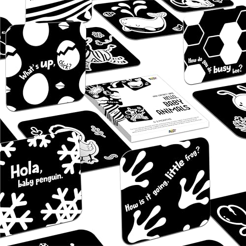 20 PCS Baby Visual Stimulus Cards, doppelseitige Hochkontrast Schwarz-Weiß Lernkarten, visuelle sensorische Entwicklung für Neugeborene 0-3 Monate, Bauchlage 20 PCS Baby Visual Stimulus Cards, doppelseitige Hochkontrast Schwarz-Weiß Lernkarten, visuelle sensorische Entwicklung für Neugeborene 0-3 Monate, Bauchlage von SpriteGru