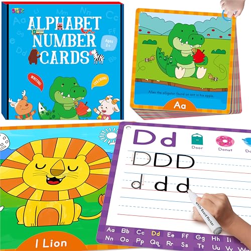36 Schreibkarten für Handschriftübungen, Alphabet & Zahlen, Schreiben und Abwischen, Rückverfolgende Lernkarten, Doppelseitige Malvorlagen, Montessori-Lernspielzeug für Kleinkinder, Vorschulkinder 36 Schreibkarten für Handschriftübungen, Alphabet & Zahlen, Schreiben und Abwischen, Rückverfolgende Lernkarten, Doppelseitige Malvorlagen, Montessori-Lernspielzeug für Kleinkinder, Vorschulkinder von SpriteGru