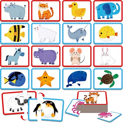 48 Tier-Memory-Puzzles mit Fehlerkorrektur, selbstkorrigierendes Puzzle-Match-Spiel, Bildungsaktivitäten für Kleinkinder im Kindergarten, tierisch gestaltete Lernspielzeuge für 2-Jährige 48 Tier-Memory-Puzzles mit Fehlerkorrektur, selbstkorrigierendes Puzzle-Match-Spiel, Bildungsaktivitäten für Kleinkinder im Kindergarten, tierisch gestaltete Lernspielzeuge für 2-Jährige von SpriteGru