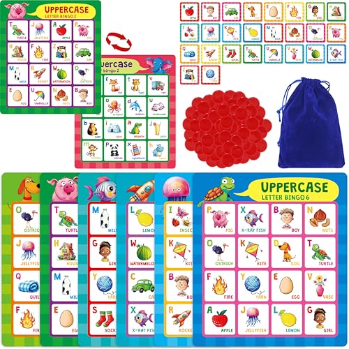 Alphabet Bingo Spiel, Großbuchstaben/Kleinbuchstaben/Erste Wörter Bingo Spiel, Bildungs-ABC Buchstaben Lernspiel für Kindergarten- und Vorschulkinder ab 4 Jahren, perfekt für das Klassenzimmer Alphabet Bingo Spiel, Großbuchstaben/Kleinbuchstaben/Erste Wörter Bingo Spiel, Bildungs-ABC Buchstaben Lernspiel für Kindergarten- und Vorschulkinder ab 4 Jahren, perfekt für das Klassenzimmer von SpriteGru