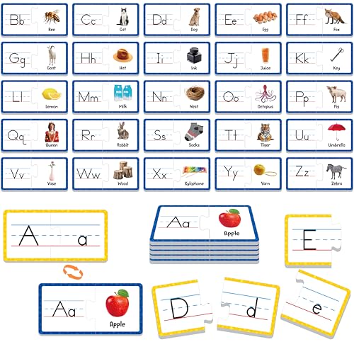 Alphabet-Puzzlekarten, 26 doppelseitige Puzzlekarten, Alphabet-Groß- und Kleinbuchstaben-Zuordnungsspiel, selbstkorrigierende Puzzles, Buchstaben- und Groß-/Kleinschreibungserkennung lernen ABC-Lernen von SpriteGru