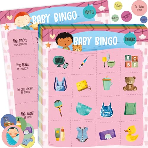 Baby Shower Bingo Spiel, Zweisprachiges Baby Bingo Karten für Gender Reveal Party, Baby Shower, Spiele Geschenke Zubehör Dekorationen für Erwachsene Baby Shower Bingo Spiel, Zweisprachiges Baby Bingo Karten für Gender Reveal Party, Baby Shower, Spiele Geschenke Zubehör Dekorationen für Erwachsene von SpriteGru