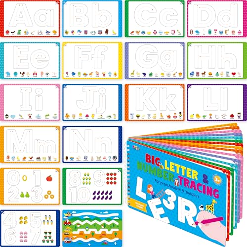 Buchstaben- und Zahlen-Tracking-Block, 30 Seiten, Alphabet ABC und 123 Handschriftbuch, wiederverwendbar und löschbar, Stiftsteuerung, Praxis, Montessori, Autismus, pädagogisches von SpriteGru