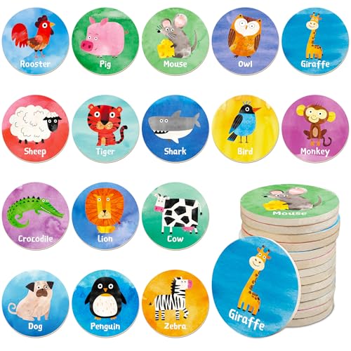 Holz-Memory-Spiel, 32 Stück Tier-Holzplättchen zum Zuordnen, Lernspiel zum Zuordnen für Kleinkinder, Vorschule, 4, 5, 6 Jahre alt Holz-Memory-Spiel, 32 Stück Tier-Holzplättchen zum Zuordnen, Lernspiel zum Zuordnen für Kleinkinder, Vorschule, 4, 5, 6 Jahre alt von SpriteGru