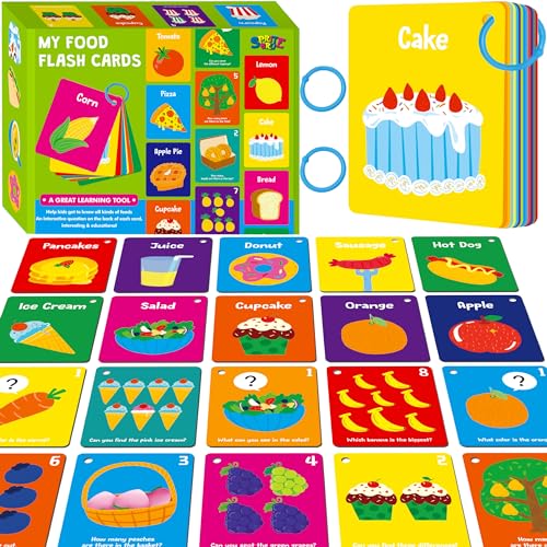 Lebensmittel - Lernkarten, 50 doppelseitige Karten, Gemüse, Obst, Snacks, Desserts, Getreidekarten, pädagogische Lernwerkzeuge für das Vorschulalter und Kleinkinder Lebensmittel - Lernkarten, 50 doppelseitige Karten, Gemüse, Obst, Snacks, Desserts, Getreidekarten, pädagogische Lernwerkzeuge für das Vorschulalter und Kleinkinder von SpriteGru
