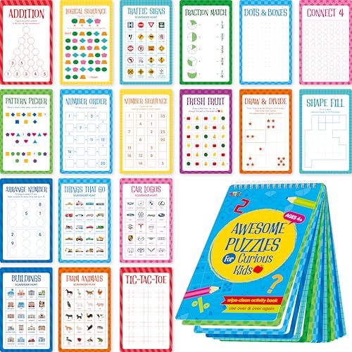 Logik-Puzzle-Spielblock, 30 wiederverwendbare und löschbare logische Denkspiele, Sudoku, Schnitzeljagd, Mathematik-Spiele, trocken abwischbar, Gehirnsteigerung, Puzzle-Aktivitäten-Pad für Kinder von SpriteGru