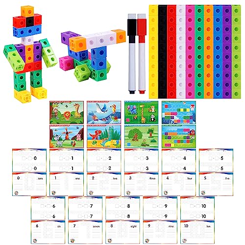 Mathematische Verbindungswürfel, 100 Mathematik-Cube-Manipulatoren mit 30 Lernaktivitäten Zahlenzählblocks Snap Verbindungsmathematik-Zähler Spaß & Bildungs-Vorschulzählblocks für Kindergarten von SpriteGru