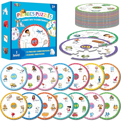 Phonics-Puzzles, Kurze Vokallautmischungen - 30 Phonics & 150 Sichtwörter, Phonetisches Reimspiel, Lernen Lesen und Schreiben der ersten Wörter, Frühes Bildungswerkzeug Phonics-Puzzles, Kurze Vokallautmischungen - 30 Phonics & 150 Sichtwörter, Phonetisches Reimspiel, Lernen Lesen und Schreiben der ersten Wörter, Frühes Bildungswerkzeug von SpriteGru