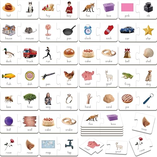 Reim-Puzzles, 26 Gruppen Reimwortkarten, Lautlehre-Zuordnungsspiel, Selbstkorrigierendes Puzzle, Frühe Kindheitslernkarte für Kindergarten Vorschule Reim-Puzzles, 26 Gruppen Reimwortkarten, Lautlehre-Zuordnungsspiel, Selbstkorrigierendes Puzzle, Frühe Kindheitslernkarte für Kindergarten Vorschule von SpriteGru
