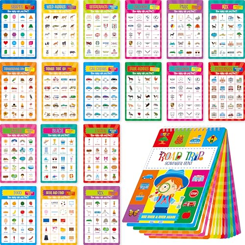 Schnitzeljagd-Aktivitätenbuch, 30 Road Trip Bingo-Spiele, wiederverwendbares & löschbares Spielpad, interessantes Erkunden und Finden Aktivitätsreisespielzeug für Roadtrip, Flugzeugreisen von SpriteGru