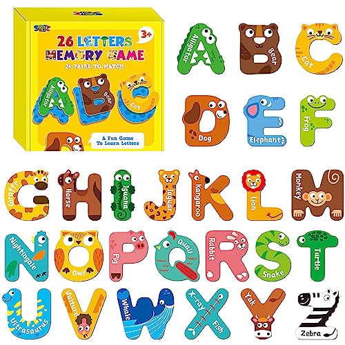 Alphabet Memory Game, 26 Paare Memory Matching Game Niedliche Tierbild-Matching-Spiele für Kleinkinder im Vorschulalter 3 4 5 Jahre alt von SpriteGru