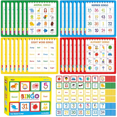 SpriteGru Familien-Bingo-Spiel, Alphabet-Tier-Sehwort- und Zahlen-Bingo-Brettspiel, Zähl- und Zuordnungsfähigkeiten Klassisches Lernspiel für Kindergarten- und Vorschulkinder SpriteGru Familien-Bingo-Spiel, Alphabet-Tier-Sehwort- und Zahlen-Bingo-Brettspiel, Zähl- und Zuordnungsfähigkeiten Klassisches Lernspiel für Kindergarten- und Vorschulkinder von SpriteGru